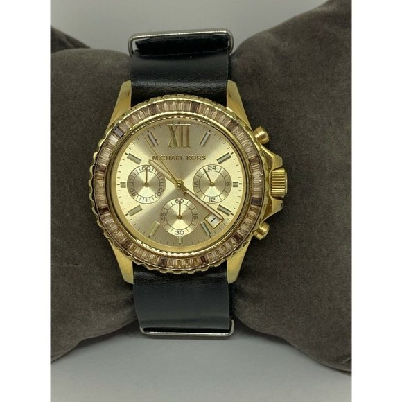 Michael Kors MK5874 Womens Black Leather Analog Ch main image 5
